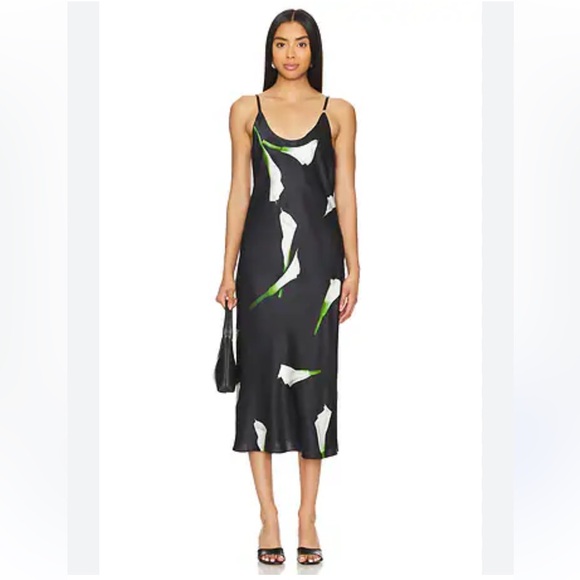 lunya Dresses & Skirts - Lunya Washable Silk Bias Slip Dress midi Lily black green floral Revolve NWT S